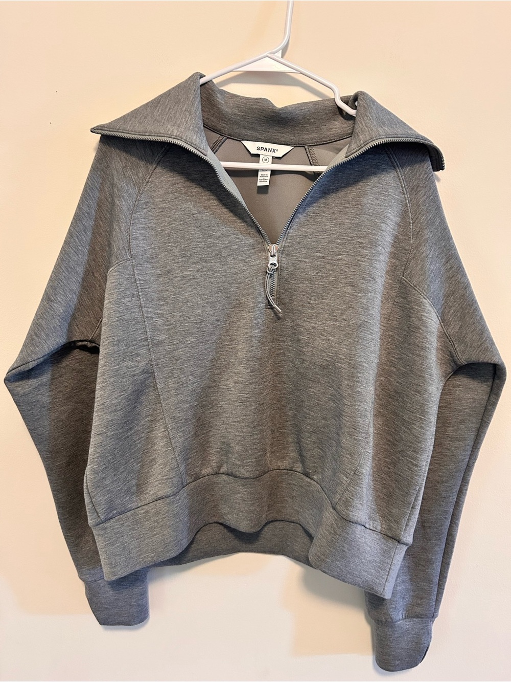 SPANX Air Essentials Gray Half-Zip Funnel Neck Pullover Size M